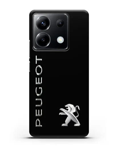 Чехол с надписью Peugeot и логотипом силиконовый для Xiaomi Poco X6