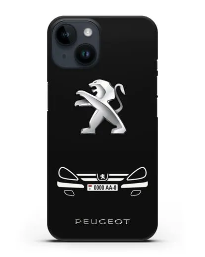 Чехол Peugeot с номерным знаком силиконовый для iPhone 14
