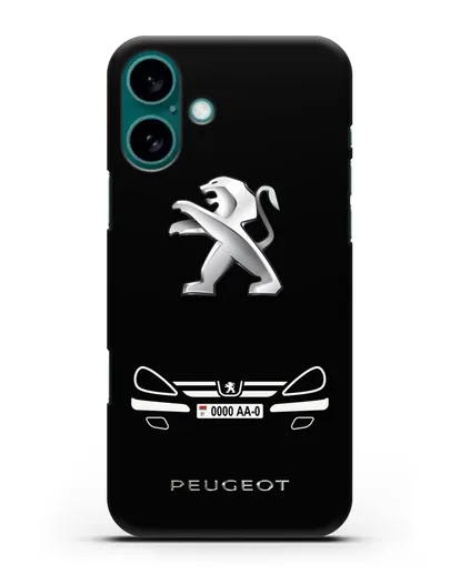 Чехол Peugeot с номерным знаком силиконовый для iPhone 16 Plus