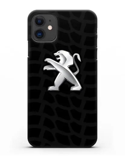 Чехол c эмблемой Peugeot с протектором шин силиконовый для iPhone 11