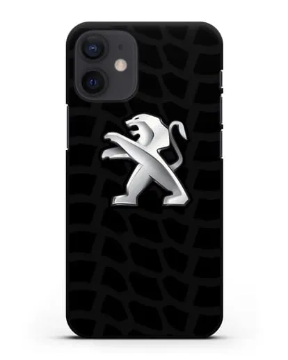 Чехол c эмблемой Peugeot с протектором шин силиконовый для iPhone 12 mini