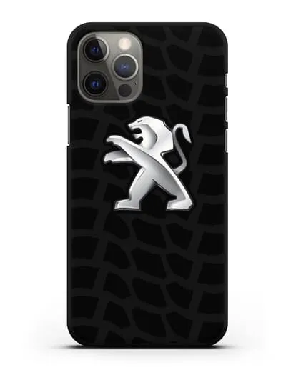 Чехол c эмблемой Peugeot с протектором шин силиконовый для iPhone 12 Pro