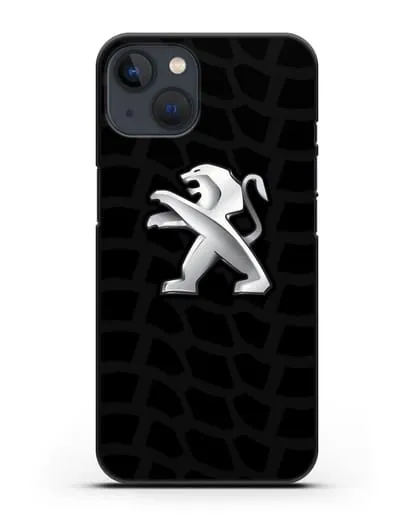 Чехол c эмблемой Peugeot с протектором шин силиконовый для iPhone 13 Mini