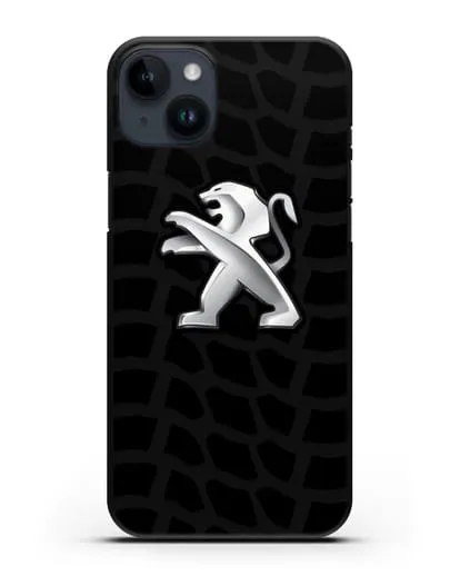 Чехол c эмблемой Peugeot с протектором шин силиконовый для iPhone 14 Plus