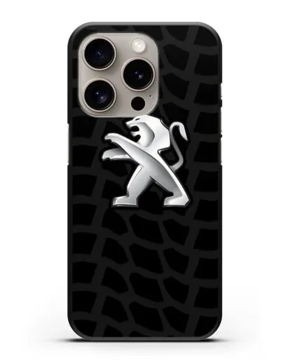 Чехол c эмблемой Peugeot с протектором шин силиконовый для iPhone 15 Pro