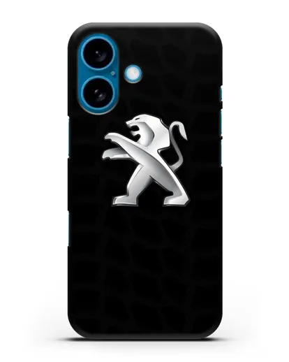 Чехол c эмблемой Peugeot с протектором шин силиконовый для iPhone 16