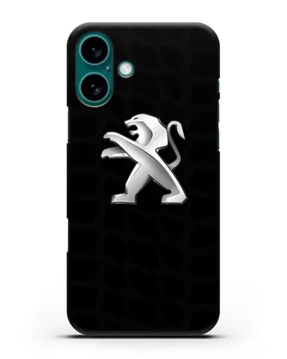 Чехол c эмблемой Peugeot с протектором шин силиконовый для iPhone 16 Plus