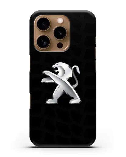 Чехол c эмблемой Peugeot с протектором шин силиконовый для iPhone 16 Pro