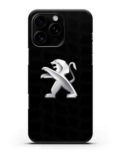 Чехол c эмблемой Peugeot с протектором шин силиконовый для iPhone 16 Pro Max