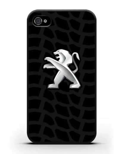 Чехол c эмблемой Peugeot с протектором шин силиконовый для iPhone 4/4s