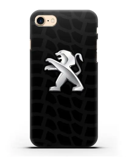 Чехол c эмблемой Peugeot с протектором шин силиконовый для iPhone 8