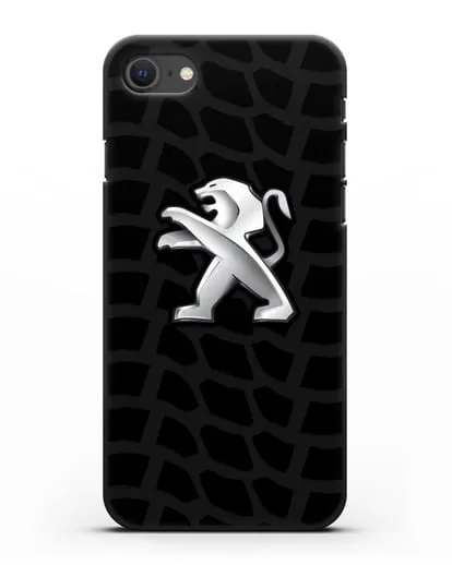 Чехол c эмблемой Peugeot с протектором шин силиконовый для iPhone SE 2020