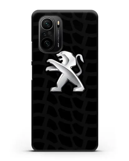 Чехол c эмблемой Peugeot с протектором шин силиконовый для Xiaomi Poco F3 Pro