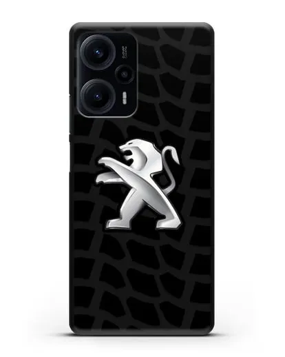 Чехол c эмблемой Peugeot с протектором шин силиконовый для Xiaomi Poco F5
