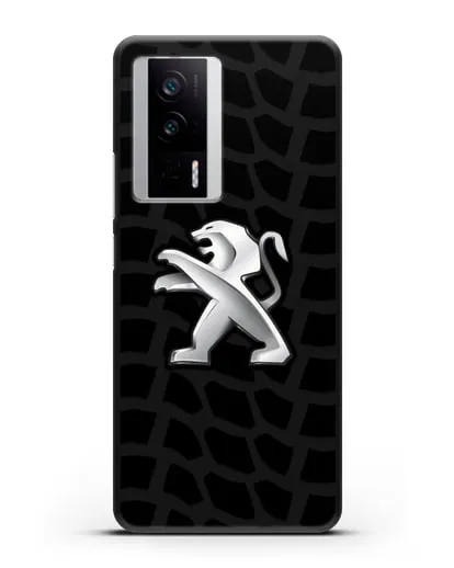 Чехол c эмблемой Peugeot с протектором шин силиконовый для Xiaomi Poco F5 Pro