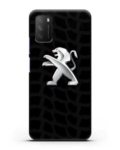 Чехол c эмблемой Peugeot с протектором шин силиконовый для Xiaomi Poco M3