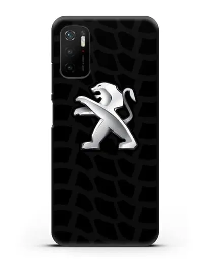 Чехол c эмблемой Peugeot с протектором шин силиконовый для Xiaomi Poco M3 Pro