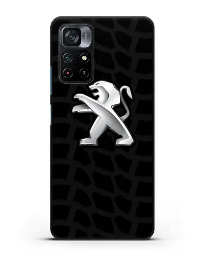 Чехол c эмблемой Peugeot с протектором шин силиконовый для Xiaomi Poco M4 Pro 5G