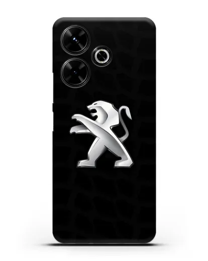 Чехол c эмблемой Peugeot с протектором шин силиконовый для Xiaomi Poco M6