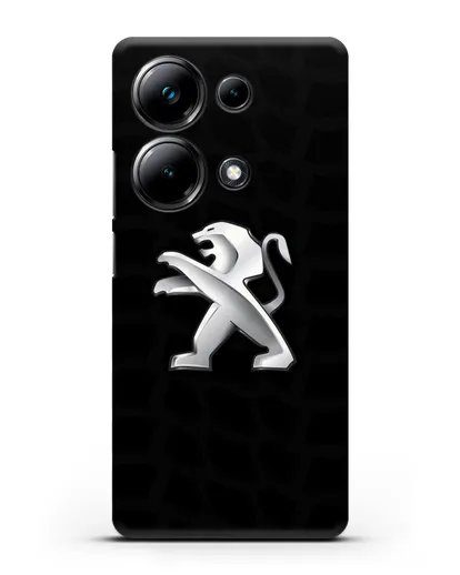 Чехол c эмблемой Peugeot с протектором шин силиконовый для Xiaomi Poco M6 Pro