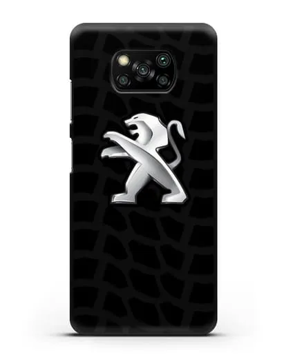Чехол c эмблемой Peugeot с протектором шин силиконовый для Xiaomi Poco X3 Pro