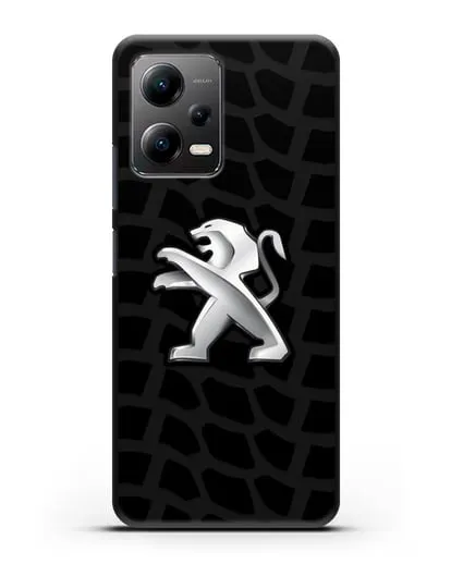 Чехол c эмблемой Peugeot с протектором шин силиконовый для Xiaomi Poco X5