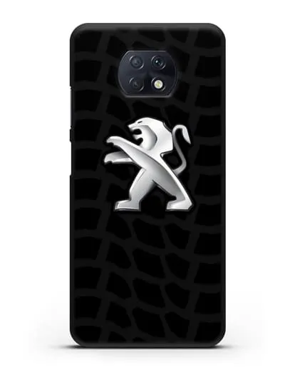 Чехол c эмблемой Peugeot с протектором шин силиконовый для Xiaomi Redmi Note 9T