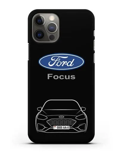 Чехол Ford Focus с автомобильным номером силиконовый для iPhone 12 Pro
