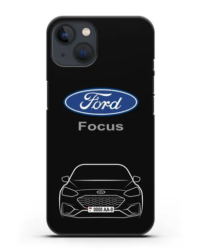Чехол Ford Focus с автомобильным номером силиконовый для iPhone 13 Mini