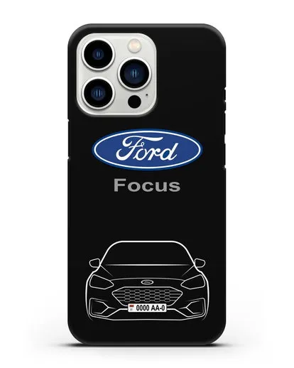 Чехол Ford Focus с автомобильным номером силиконовый для iPhone 13 Pro