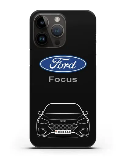 Чехол Ford Focus с автомобильным номером силиконовый для iPhone 14 Pro Max