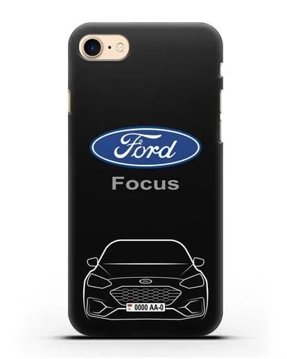 Чехол Ford Focus с автомобильным номером силиконовый для iPhone 8