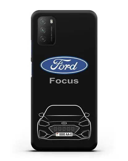 Чехол Ford Focus с автомобильным номером силиконовый для Xiaomi Poco M3