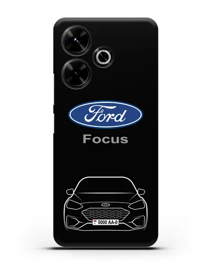 Чехол Ford Focus с автомобильным номером силиконовый для Xiaomi Poco M6