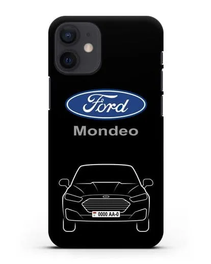 Чехол Ford Mondeo с номерным знаком силиконовый для iPhone 12 mini