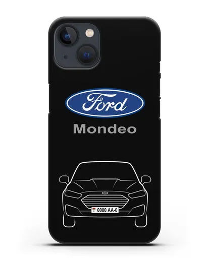 Чехол Ford Mondeo с номерным знаком силиконовый для iPhone 13