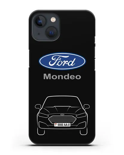 Чехол Ford Mondeo с номерным знаком силиконовый для iPhone 13 Mini