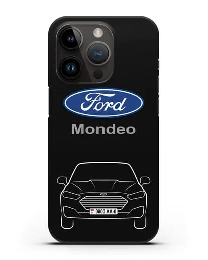 Чехол Ford Mondeo с номерным знаком силиконовый для iPhone 14 Pro