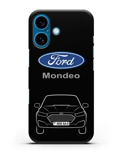 Чехол Ford Mondeo с номерным знаком силиконовый для iPhone 16