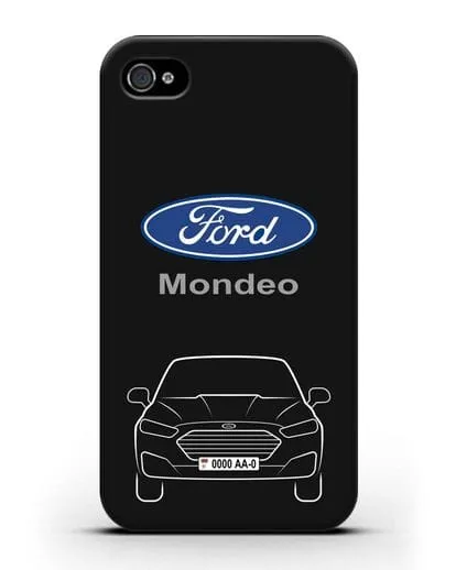 Чехол Ford Mondeo с номерным знаком силиконовый для iPhone 4/4s