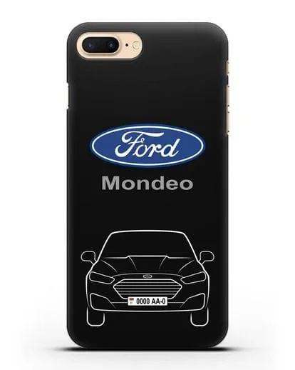 Чехол Ford Mondeo с номерным знаком силиконовый для iPhone 8 Plus