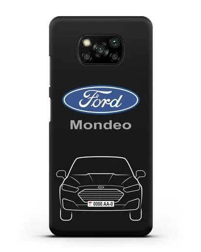 Чехол Ford Mondeo с номерным знаком силиконовый для Xiaomi Poco X3