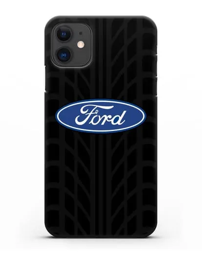Чехол c эмблемой Ford с протектором шин силиконовый для iPhone 11