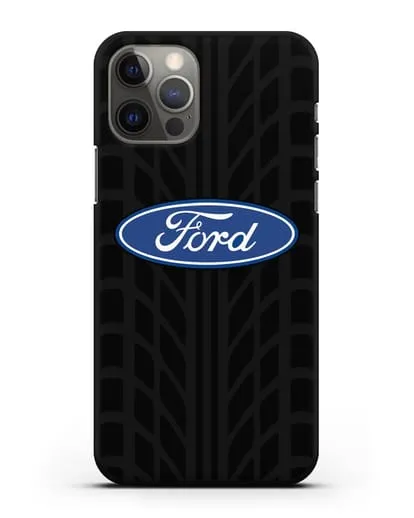 Чехол c эмблемой Ford с протектором шин силиконовый для iPhone 12 Pro