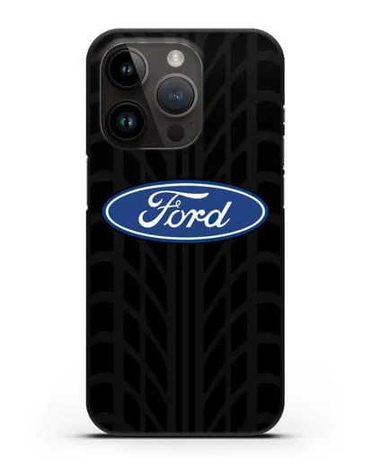 Чехол c эмблемой Ford с протектором шин силиконовый для iPhone 14 Pro