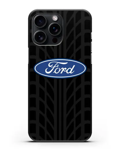 Чехол c эмблемой Ford с протектором шин силиконовый для iPhone 15 Pro Max