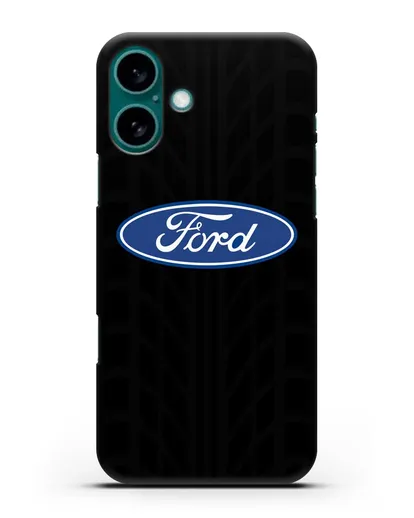 Чехол c эмблемой Ford с протектором шин силиконовый для iPhone 16 Plus