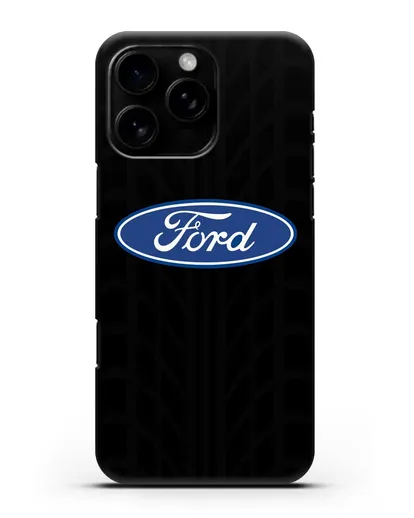 Чехол c эмблемой Ford с протектором шин силиконовый для iPhone 16 Pro Max
