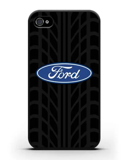 Чехол c эмблемой Ford с протектором шин силиконовый для iPhone 4/4s