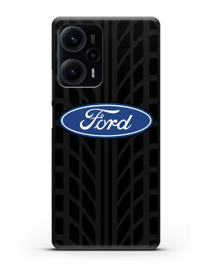 Чехол c эмблемой Ford с протектором шин силиконовый для Xiaomi Poco F5